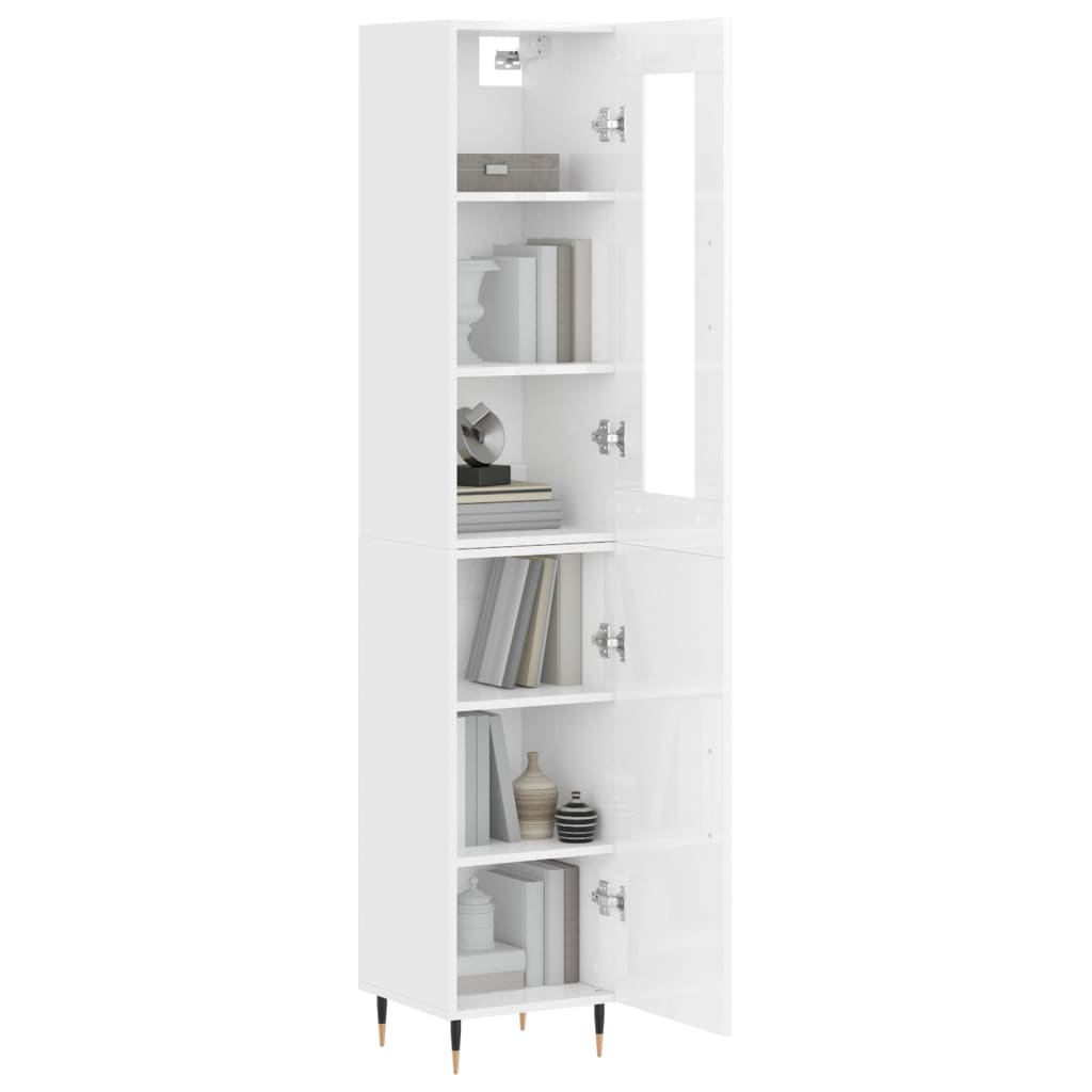 vidaXL Highboard høyglans hvit 34,5x34x180 cm konstruert tre