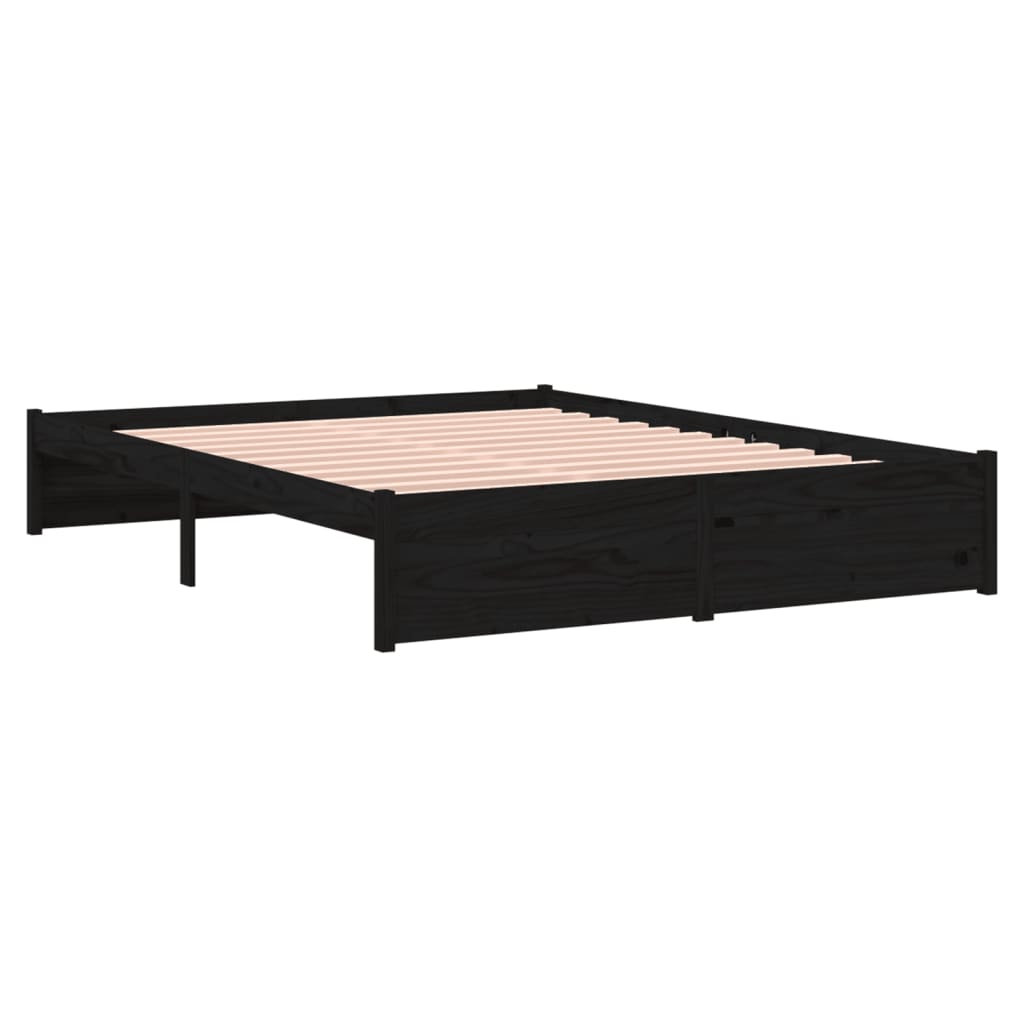 vidaXL Sengeramme svart heltre 135x190 cm Double