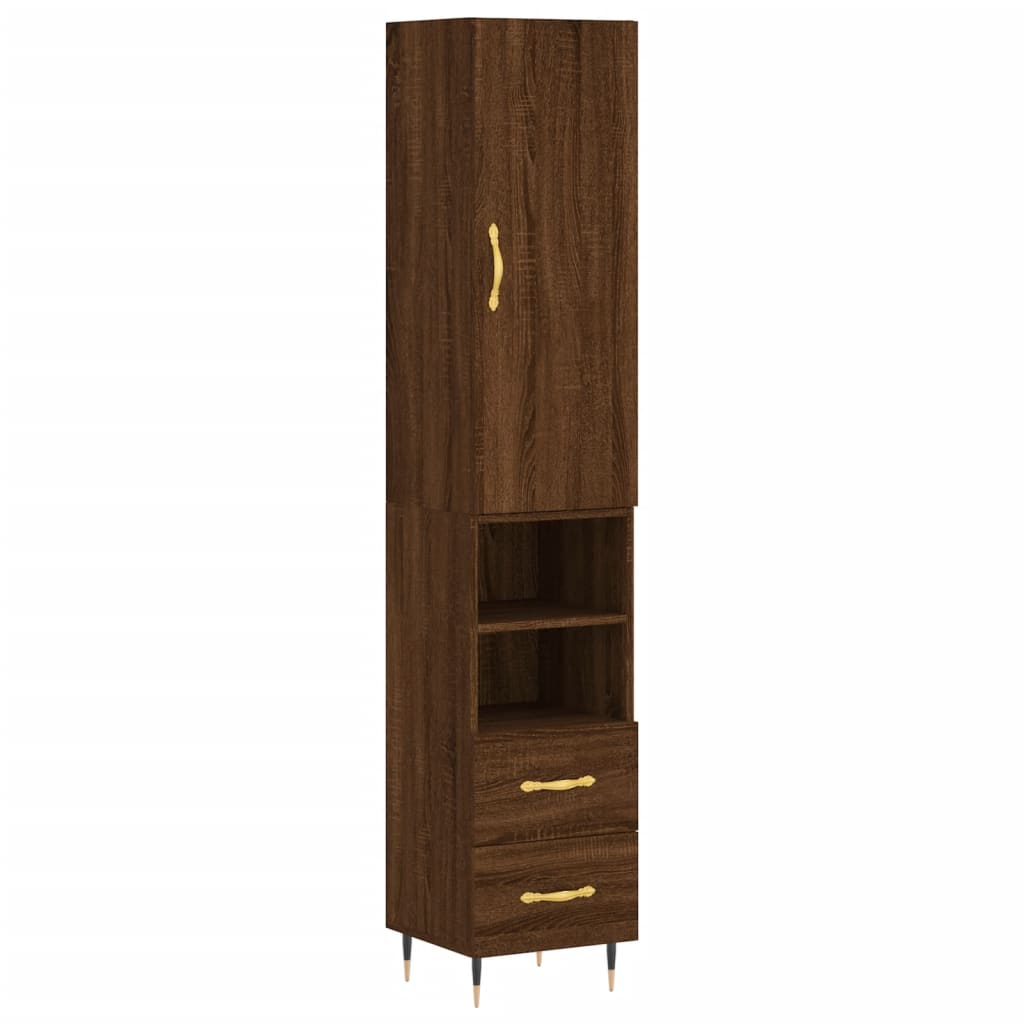 vidaXL Highboard brun eik 34,5x34x180 cm konstruert tre