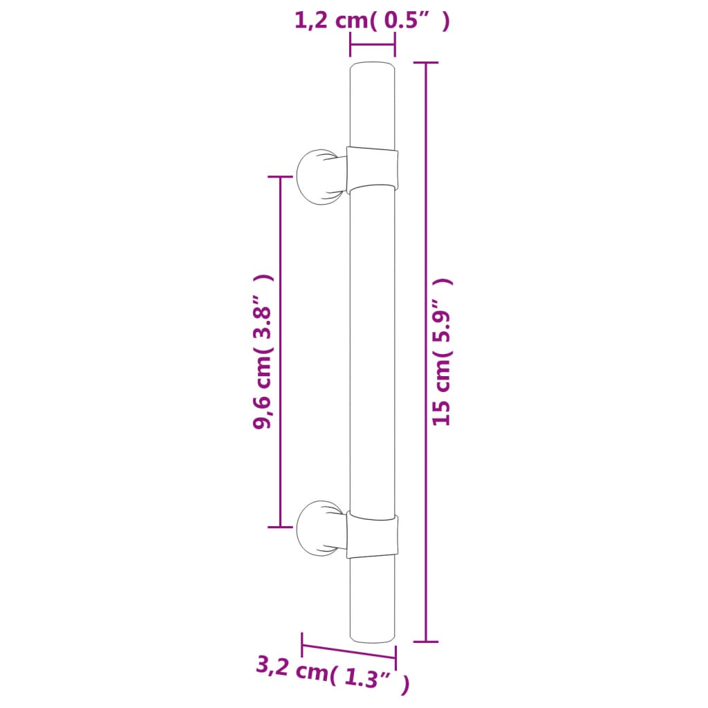 vidaXL Skaphåndtak 10 stk svart 96 mm rustfritt stål