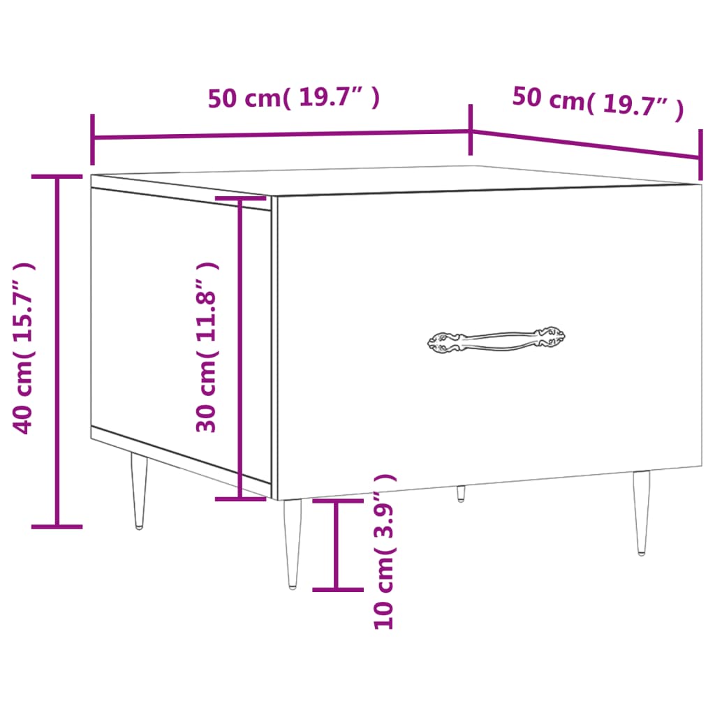 vidaXL Salongbord 2 stk grå sonoma 50x50x40 cm konstruert tre