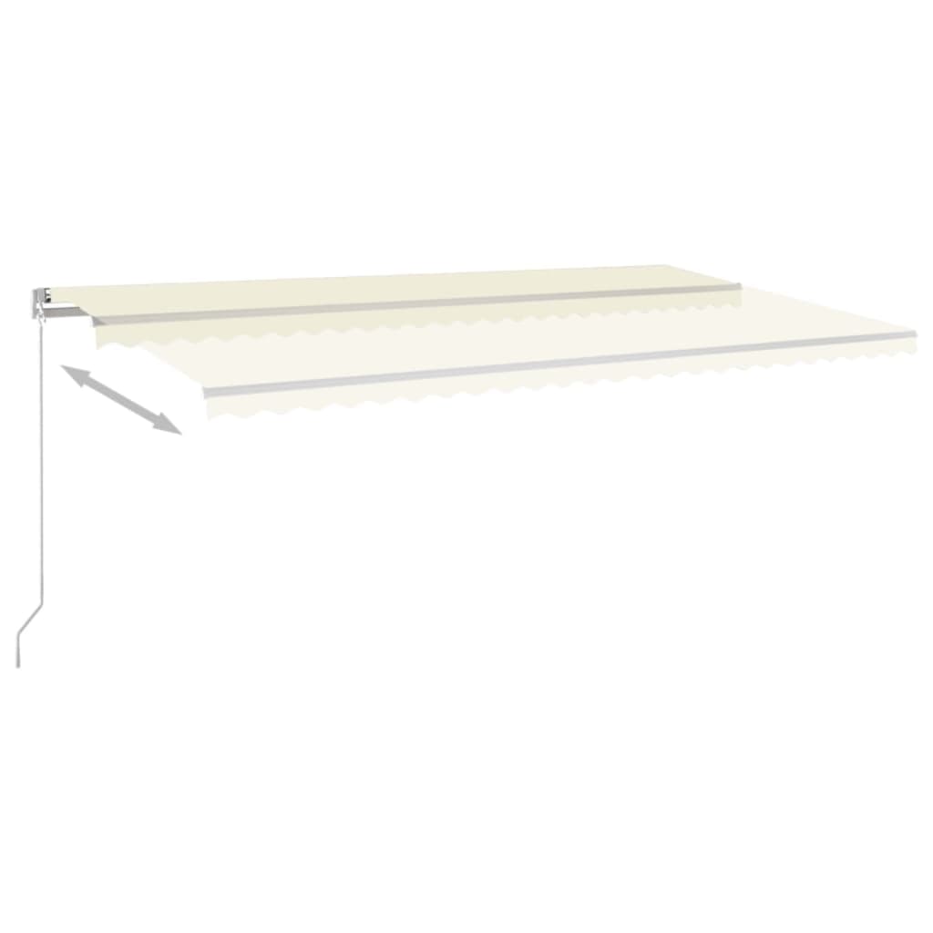 vidaXL Manuell uttrekkbar markise med LED 600x300 cm kremhvit