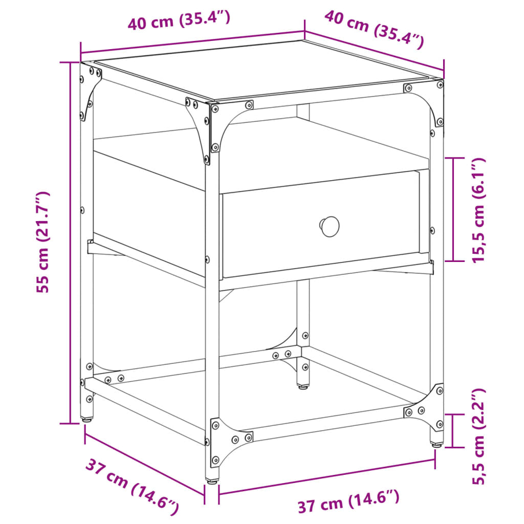 vidaXL Nattbord svart 40x40x55 cm konstruert tre