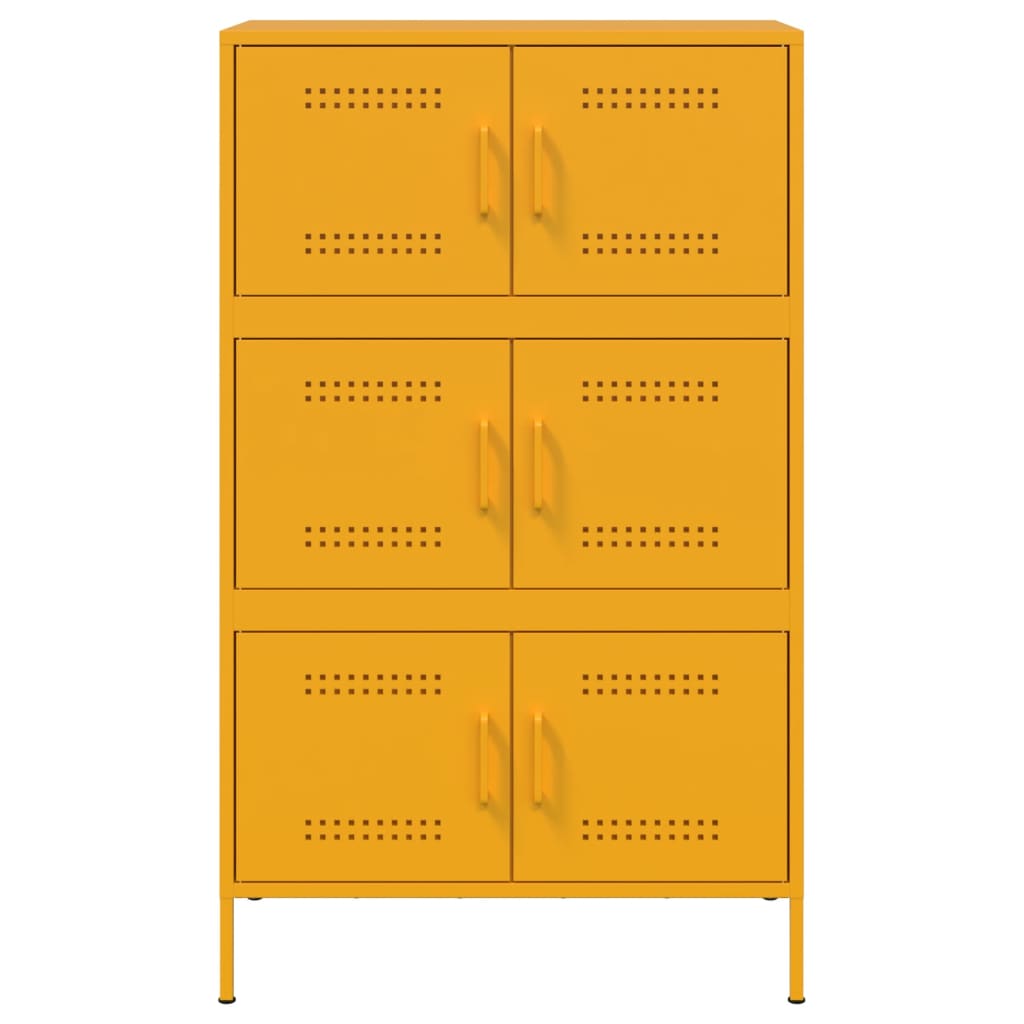 vidaXL Highboard sennepsgul 68x39x113 cm stål