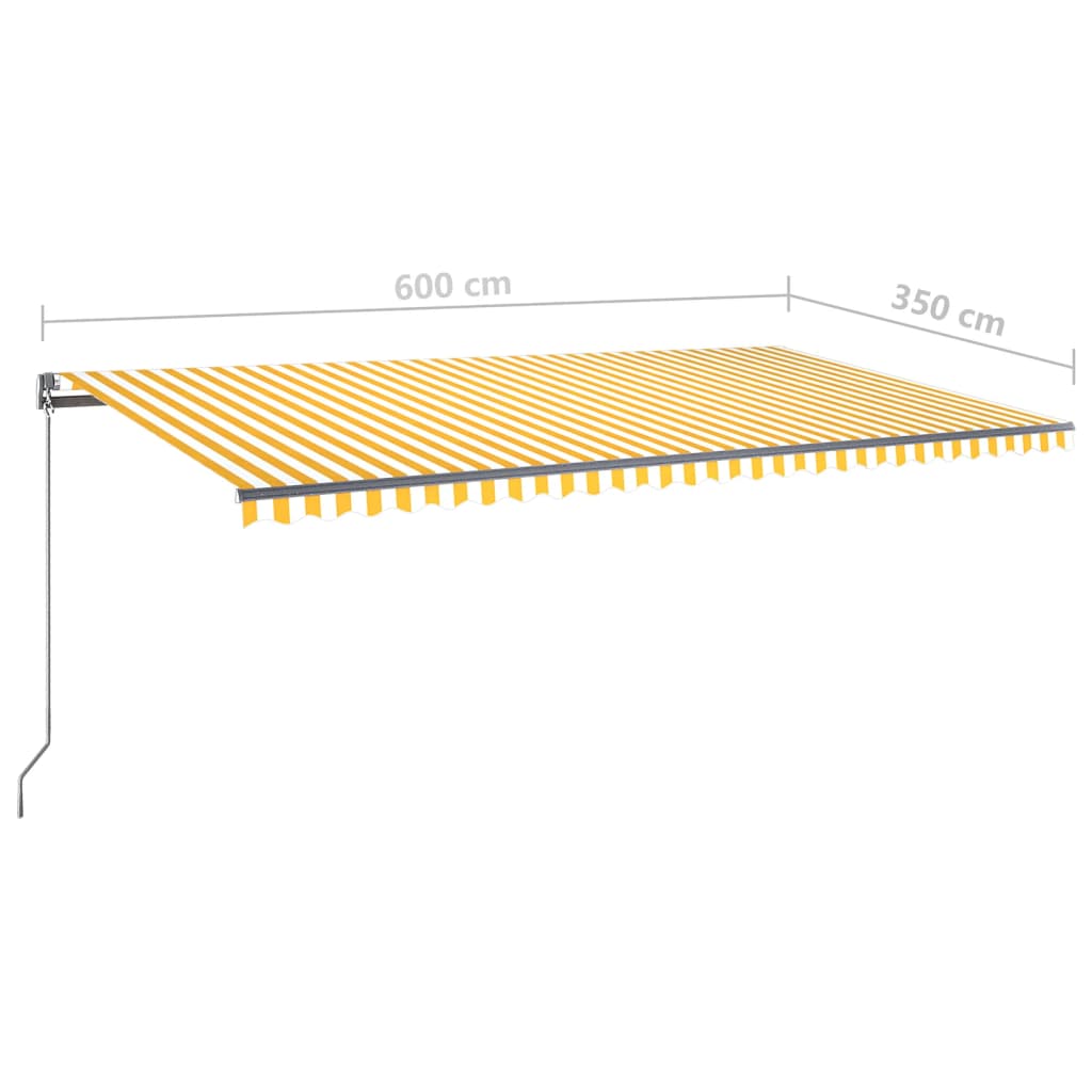 vidaXL Automatisk markise med vindsensor og LED 600x350 cm gul/hvit