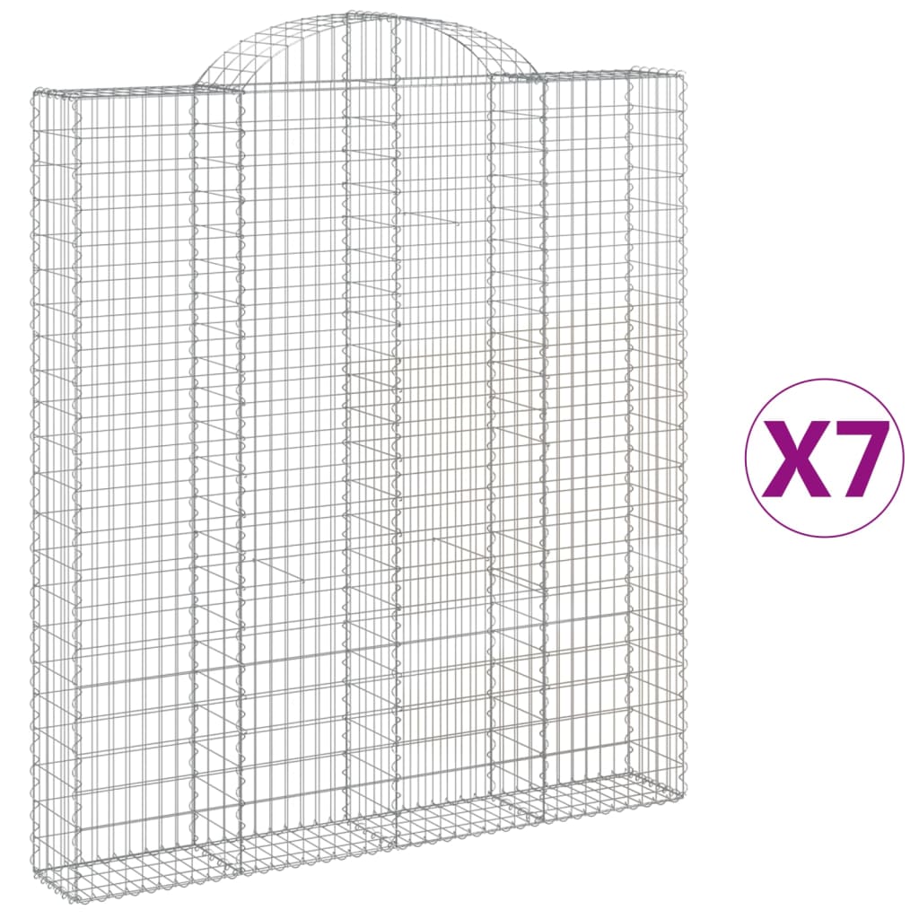 vidaXL Gabionkurver buede 7 stk 200x30x220/240 cm galvanisert jern