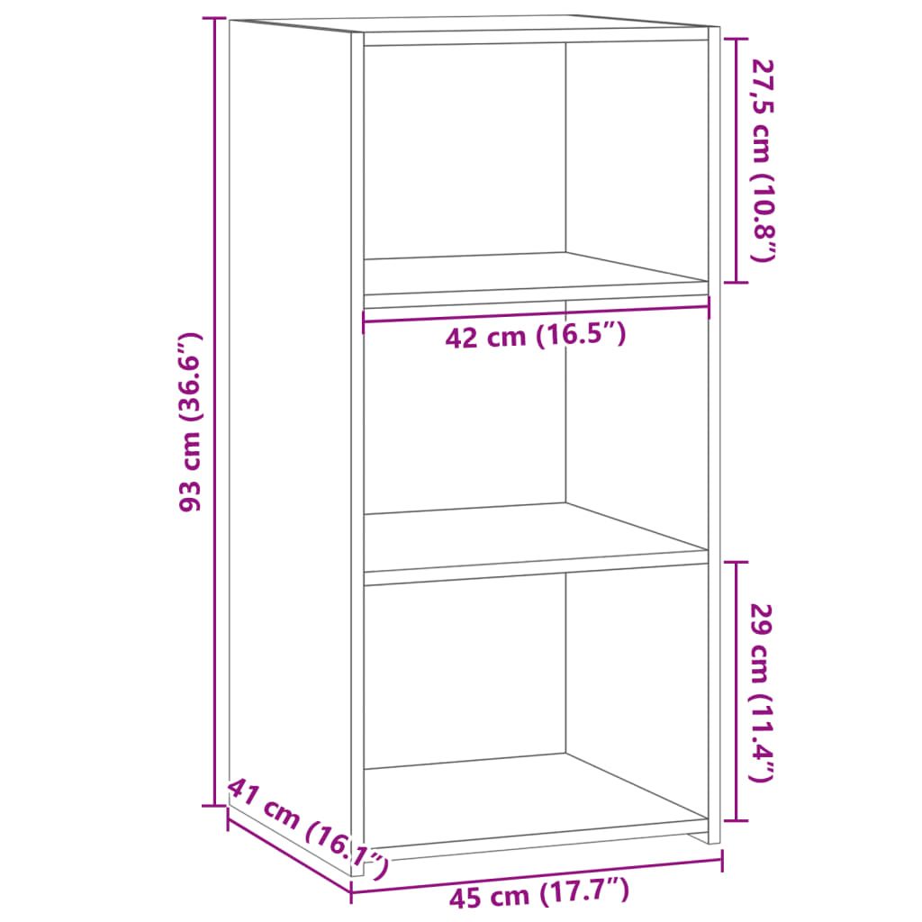 vidaXL Skjenk svart 45x41x93 cm konstruert tre