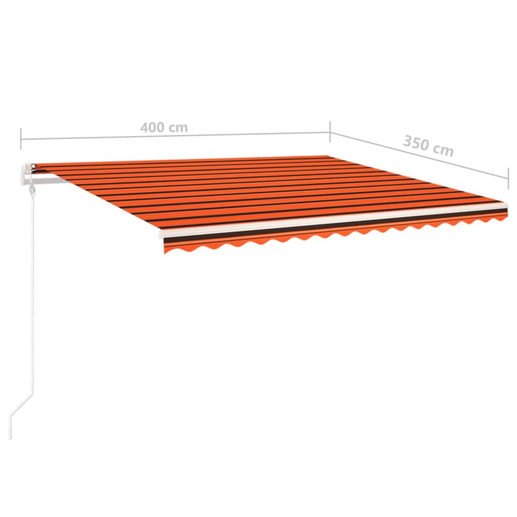 vidaXL Manuell uttrekkbar markise med LED 4x3,5 m oransje og brun