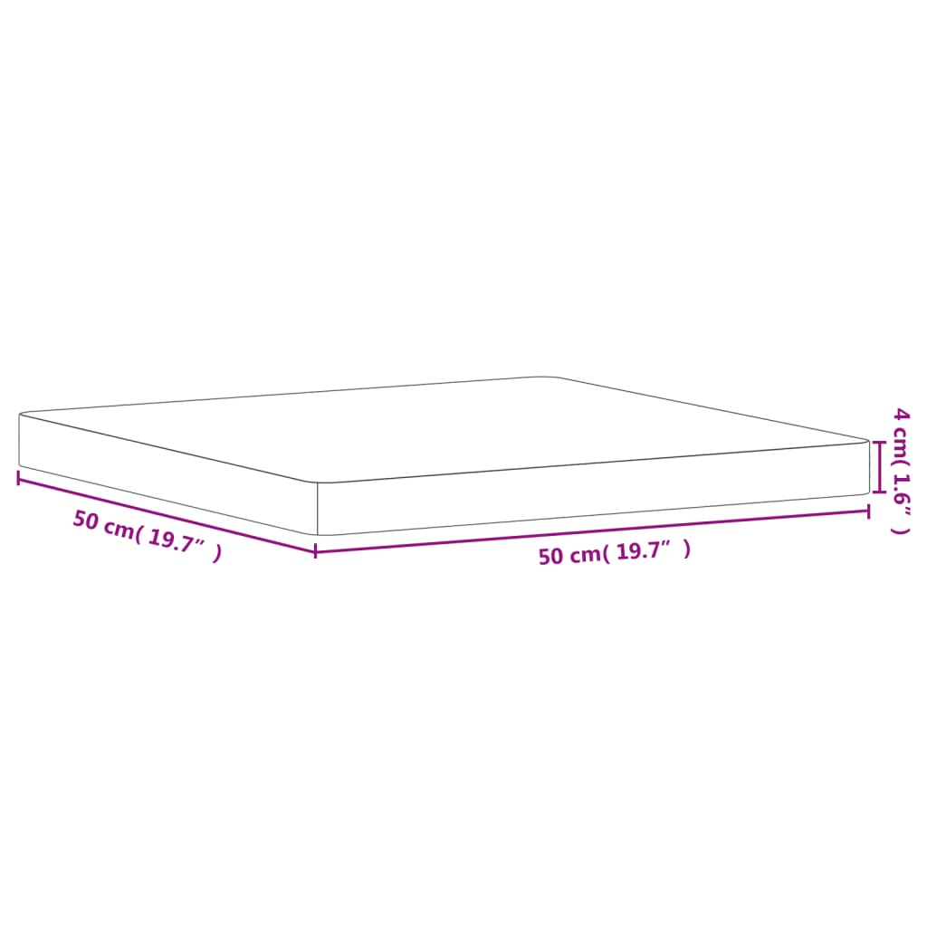 vidaXL Bordplate 50x50x4 cm firkantet heltre bøketre