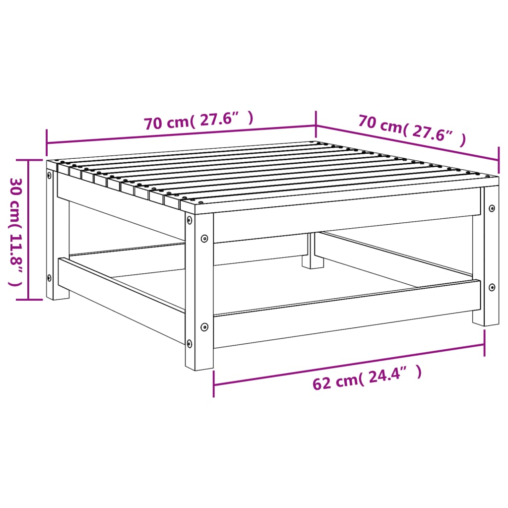 vidaXL Fotskammel til hage 70x70x30 cm heltre douglasgran