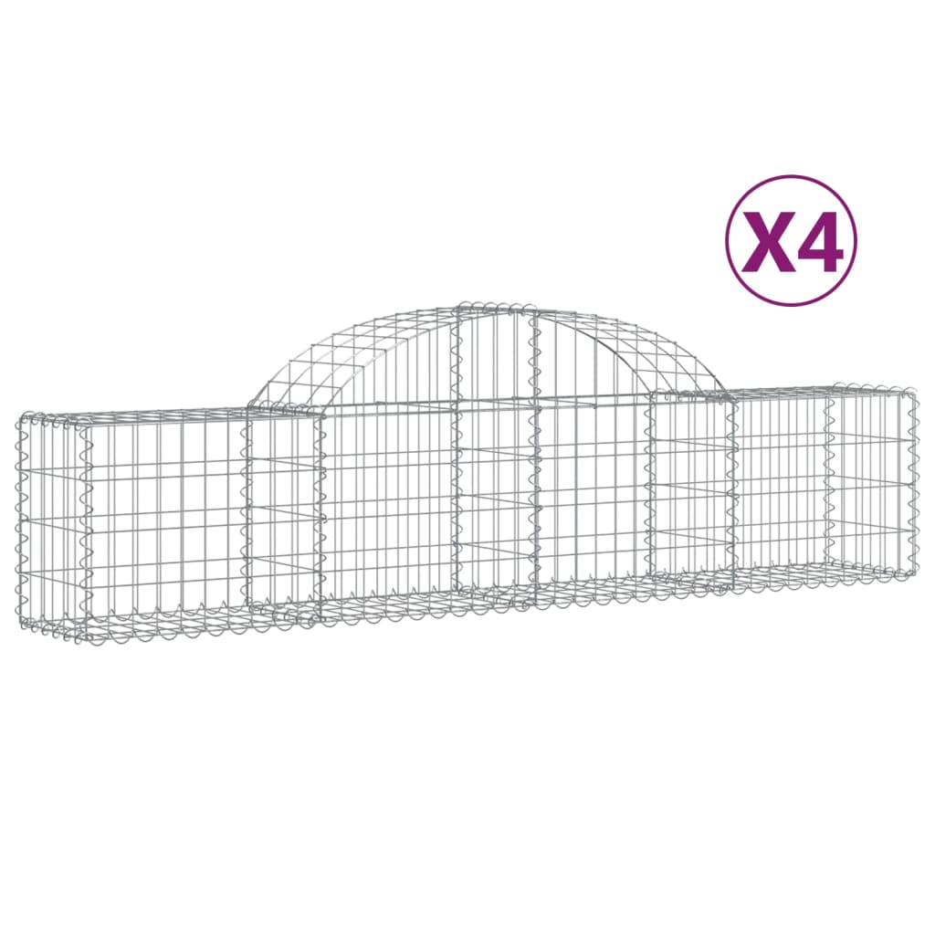 vidaXL Gabionkurver buede 4 stk 200x30x40/60 cm galvanisert jern