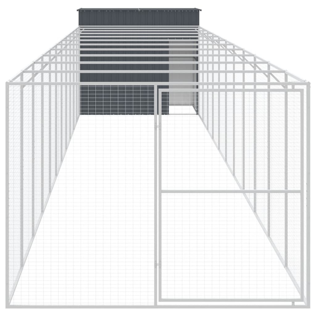 vidaXL Hundehus med gård antrasitt 214x1273x181 cm galvanisert stål