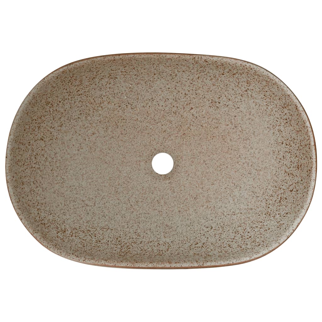 vidaXL Benkeservant sand og brun oval 59x40x14 cm keramikk