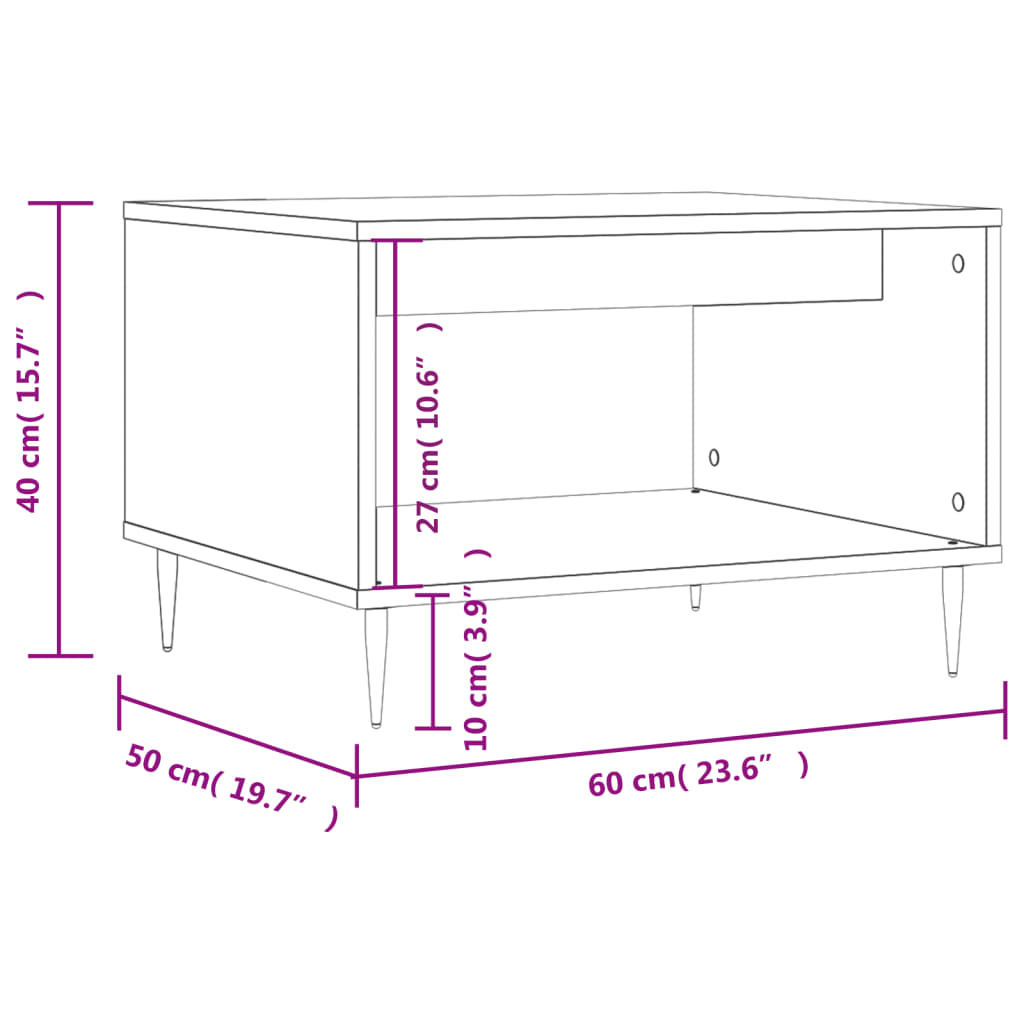 vidaXL Salongbord svart 60x50x40 cm konstruert tre