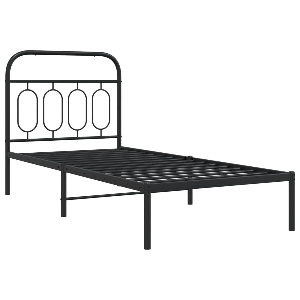 vidaXL Sengeramme i metall med hodegavl svart 90x190 cm