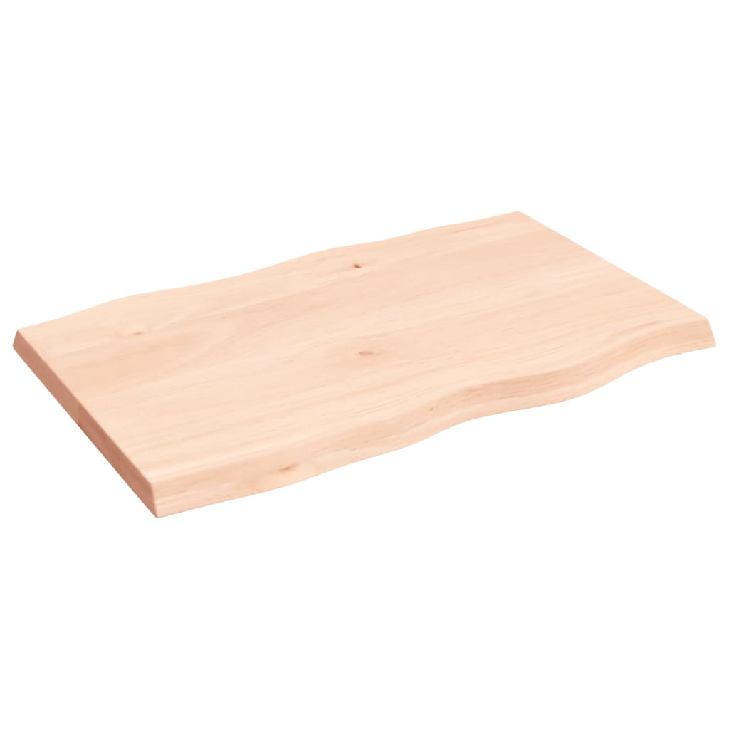 vidaXL Bordplate 80x50x(2-4) cm ubehandlet heltre eik naturlig kant