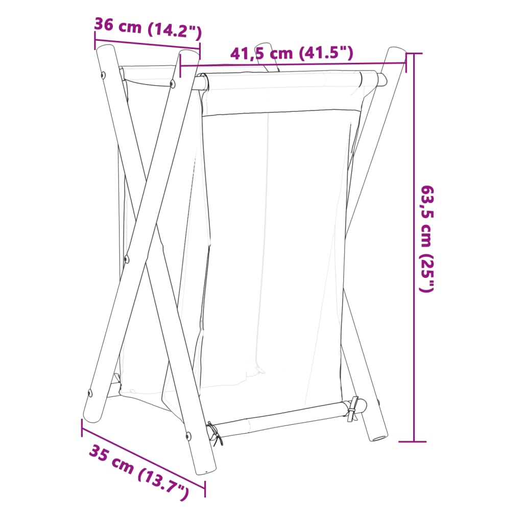 vidaXL Skittentøyskurv kremhvit 41,5x36x63,5 cm bambus