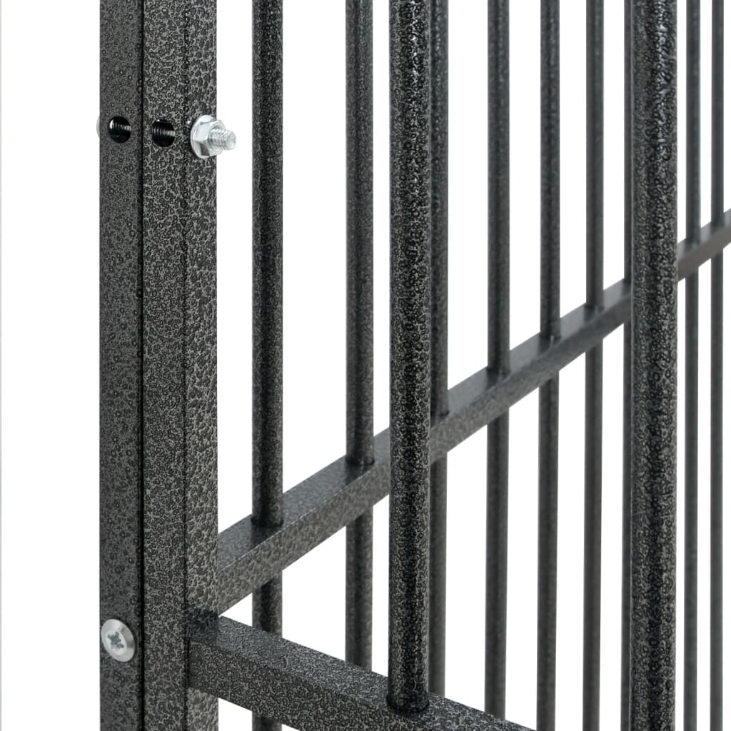 vidaXL Lekegrind for hunder 8 paneler svart galvanisert stål