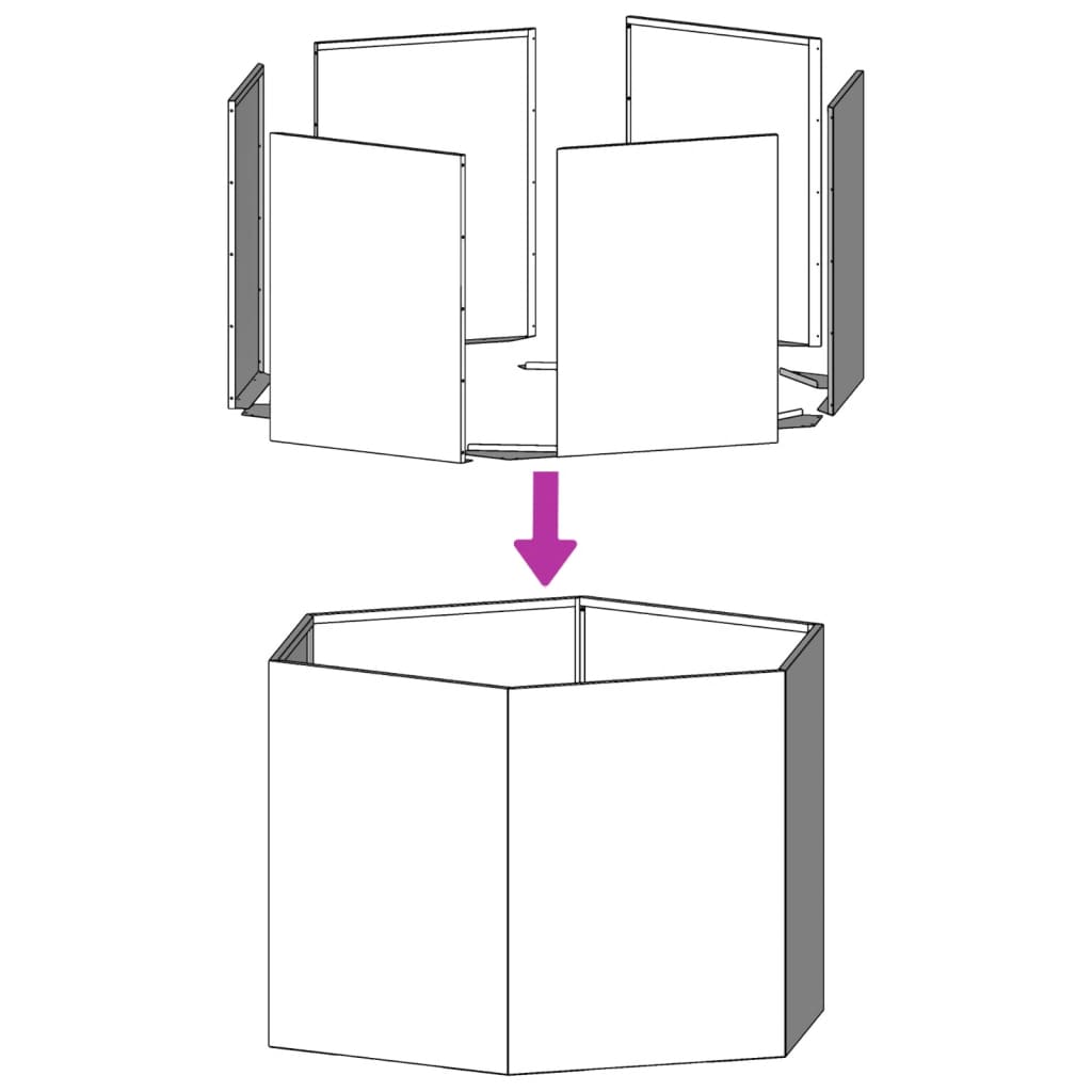 vidaXL Plantekasse antrasitt sekskantet 46x40x45 cm stål