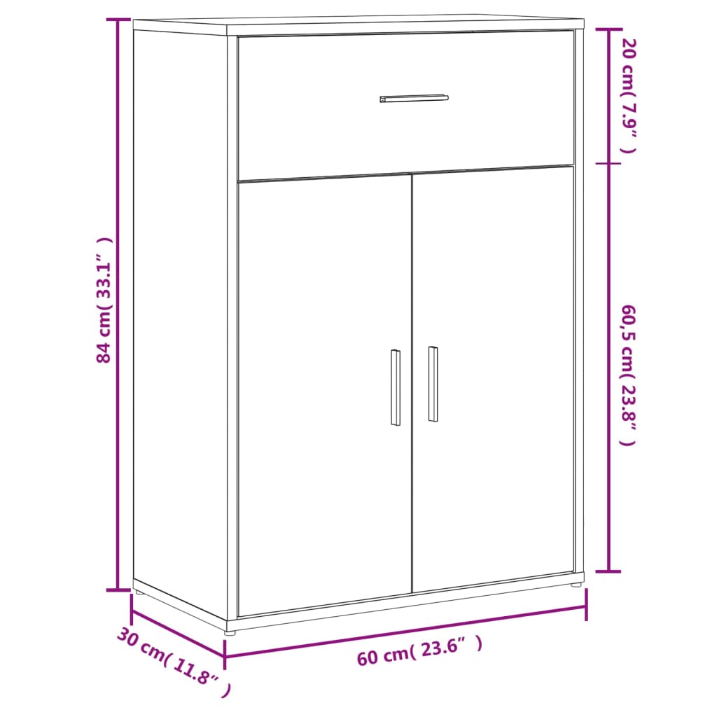 vidaXL Skjenk svart 60x30x84 cm konstruert tre