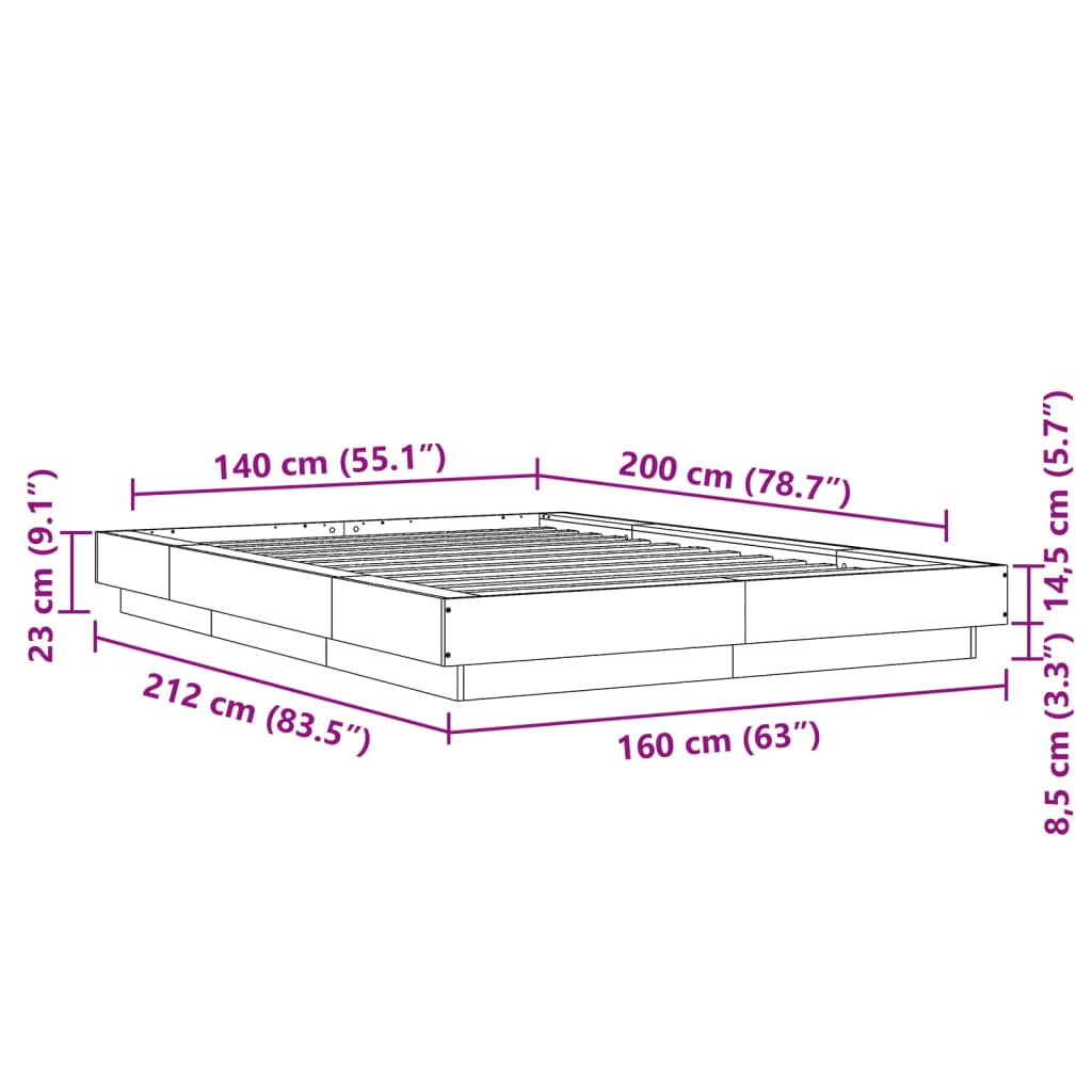 vidaXL Sengeramme svart 140x200 cm konstruert tre