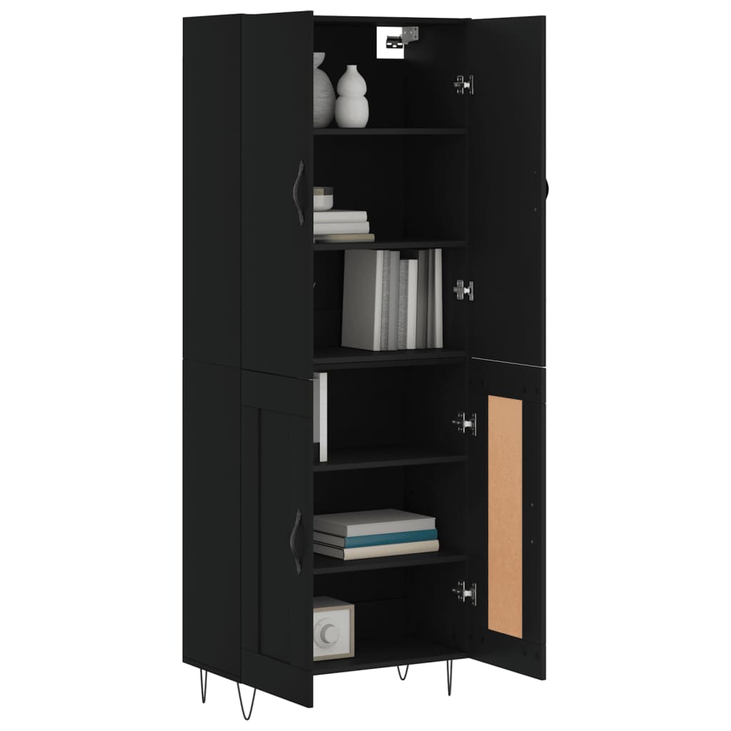 vidaXL Highboard svart 69,5x34x180 cm konstruert tre