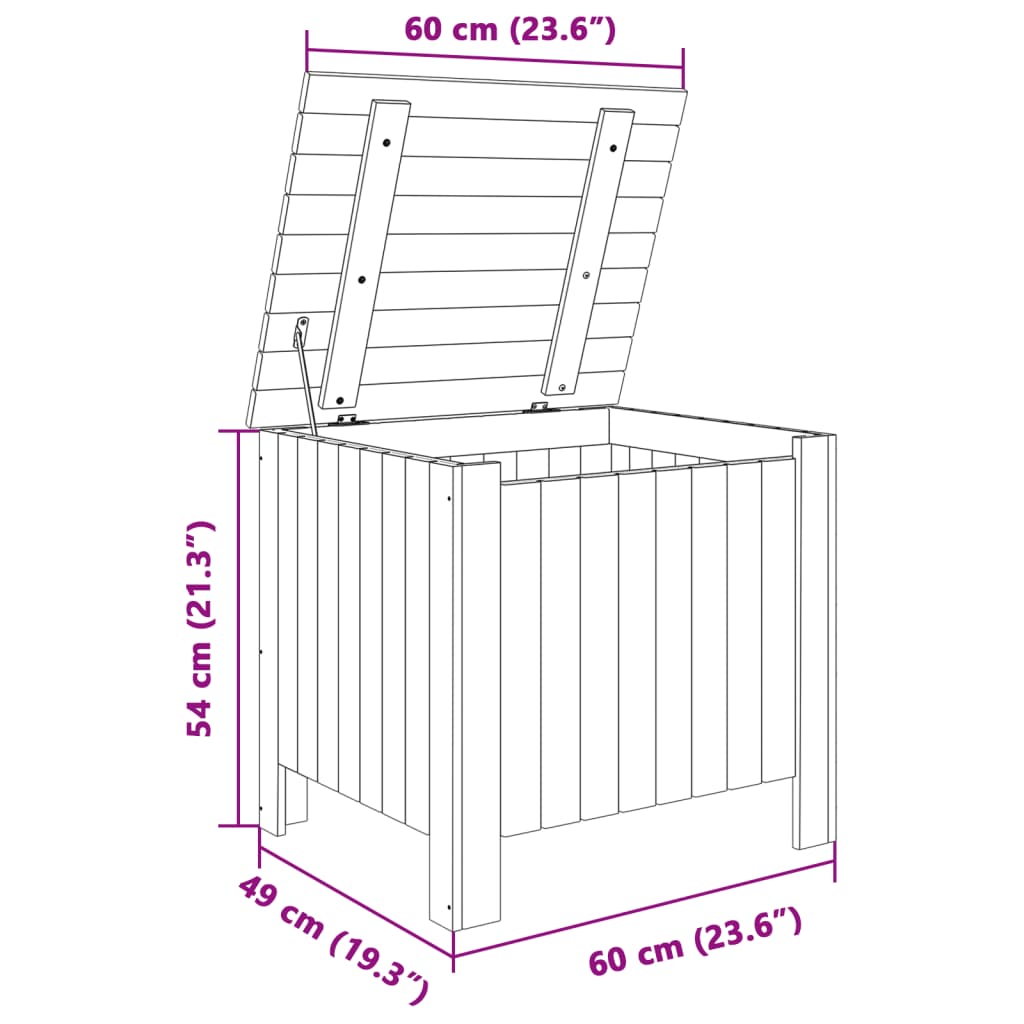 vidaXL Putekasse med lokk RANA hvit 60x49x54 cm heltre furu