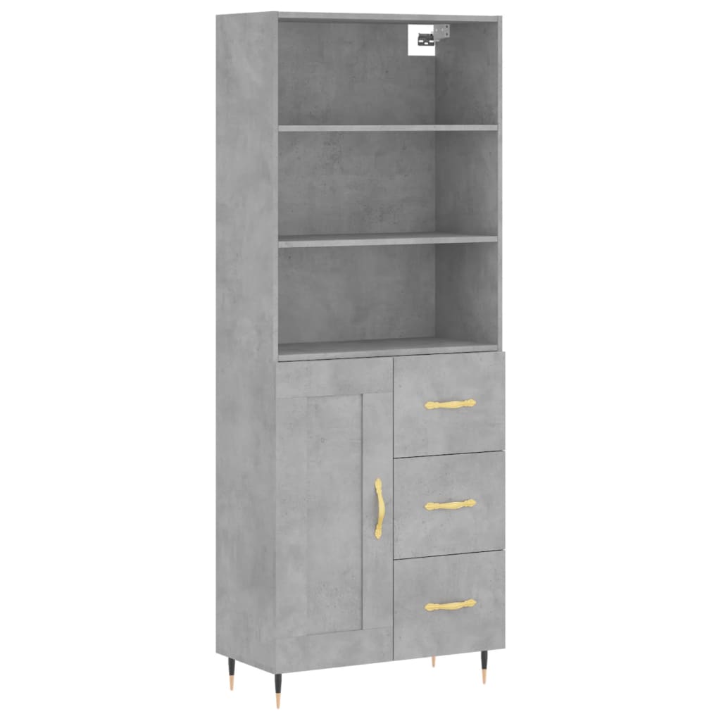 vidaXL Highboard betonggrå 69,5x34x180 cm konstruert tre