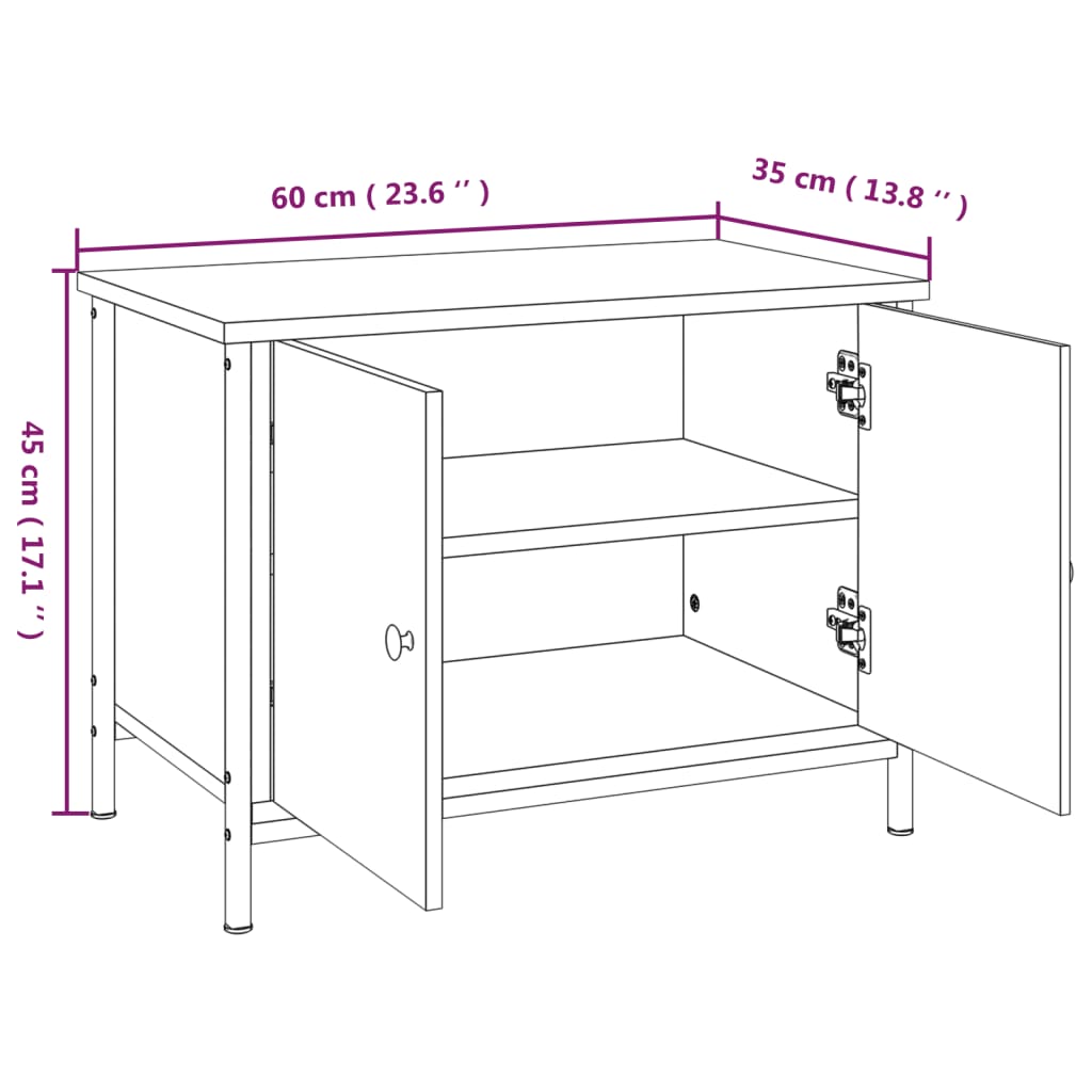 vidaXL TV-benk med dører sonoma eik 60x35x45 cm konstruert tre