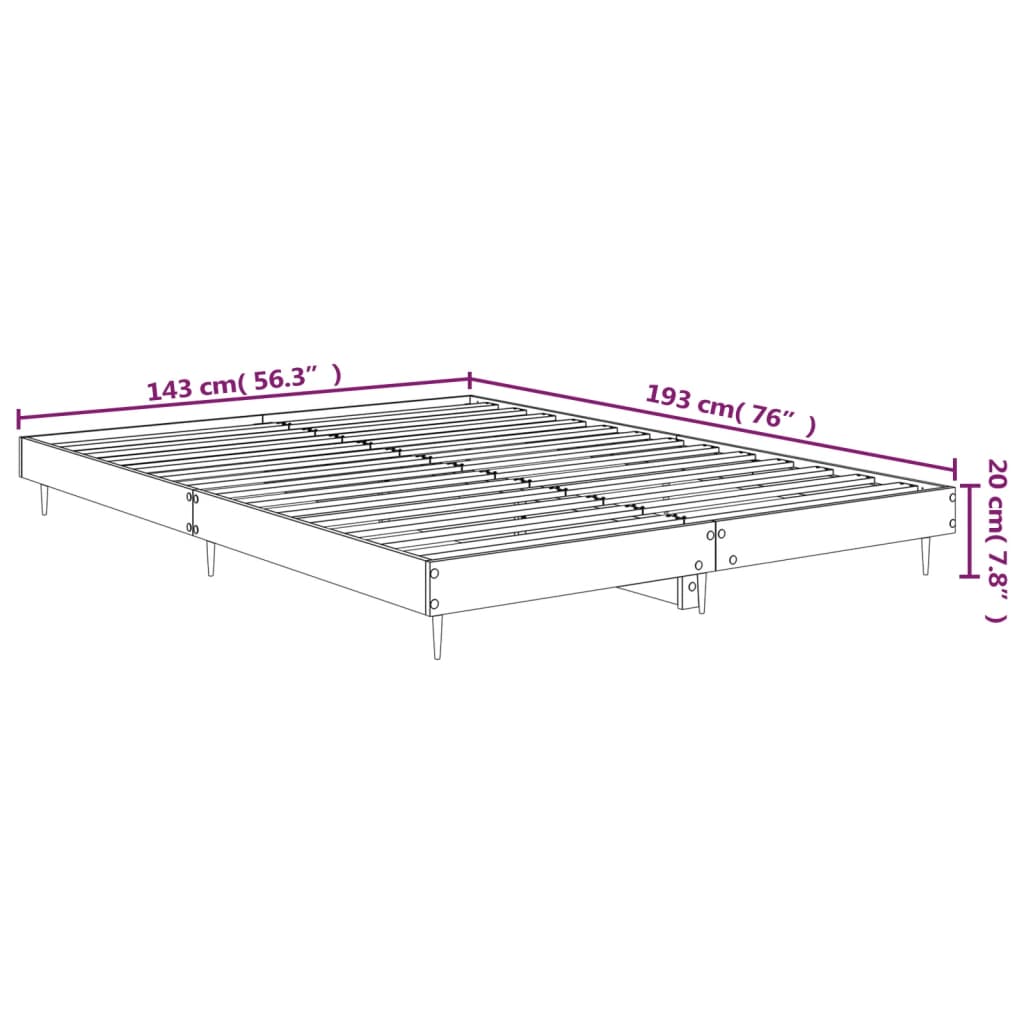 vidaXL Sengeramme grå sonoma 140x190 cm konstruert tre