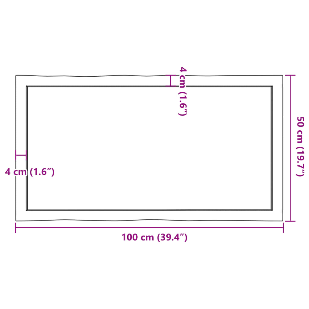 vidaXL Bordplate mørkegrå 100x50x6 cm behandlet eik naturlig kant