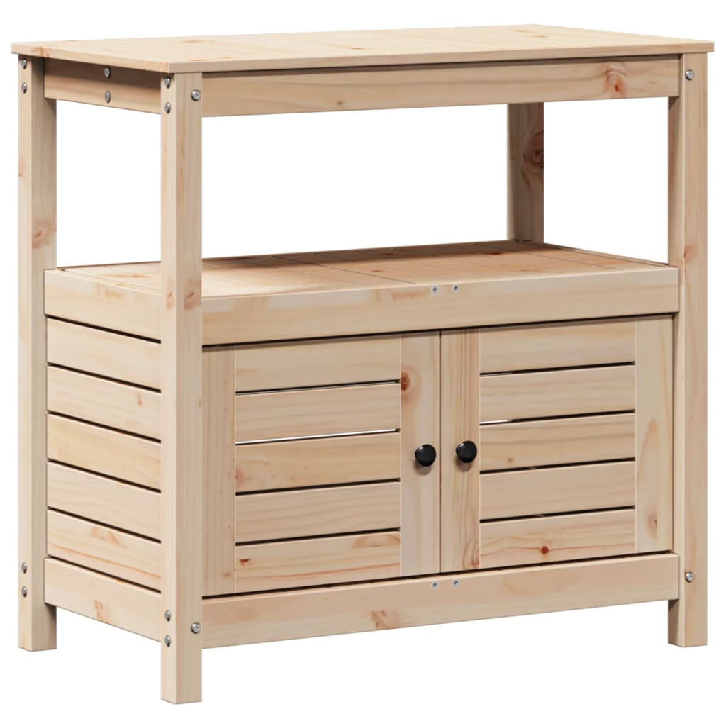 vidaXL Pottebord med hyller 82,5x45x81 cm heltre furu