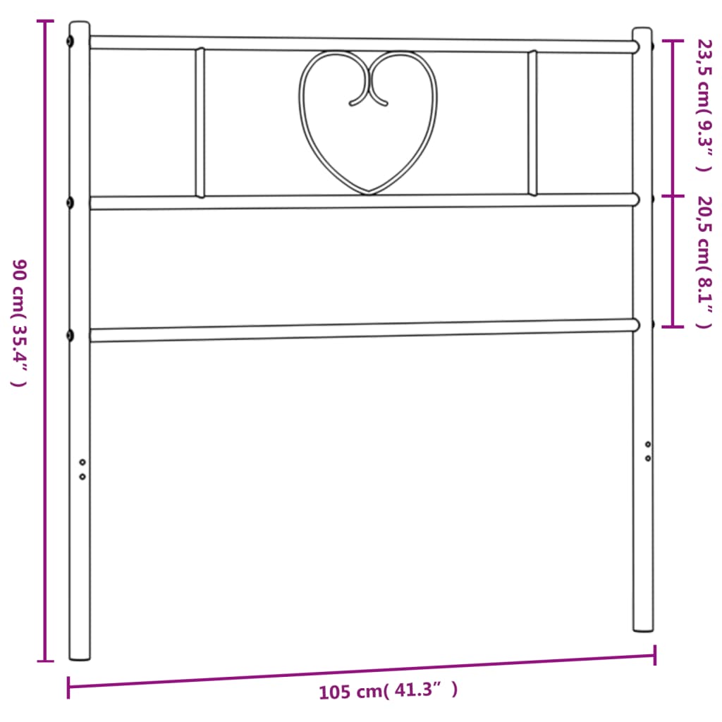 vidaXL Sengegavl i metall svart 100 cm