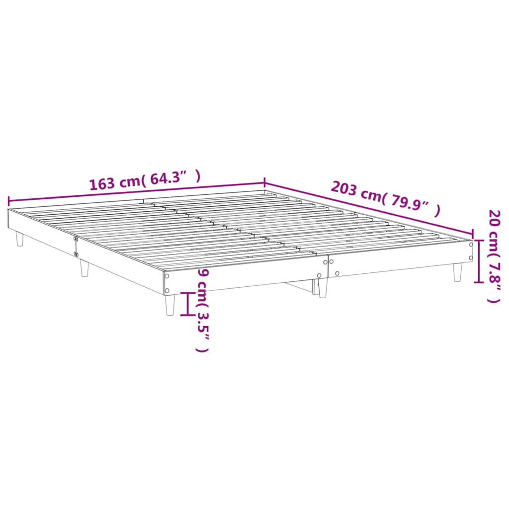 vidaXL Sengeramme uten madrass sonoma eik 160x200 cm konstruert tre