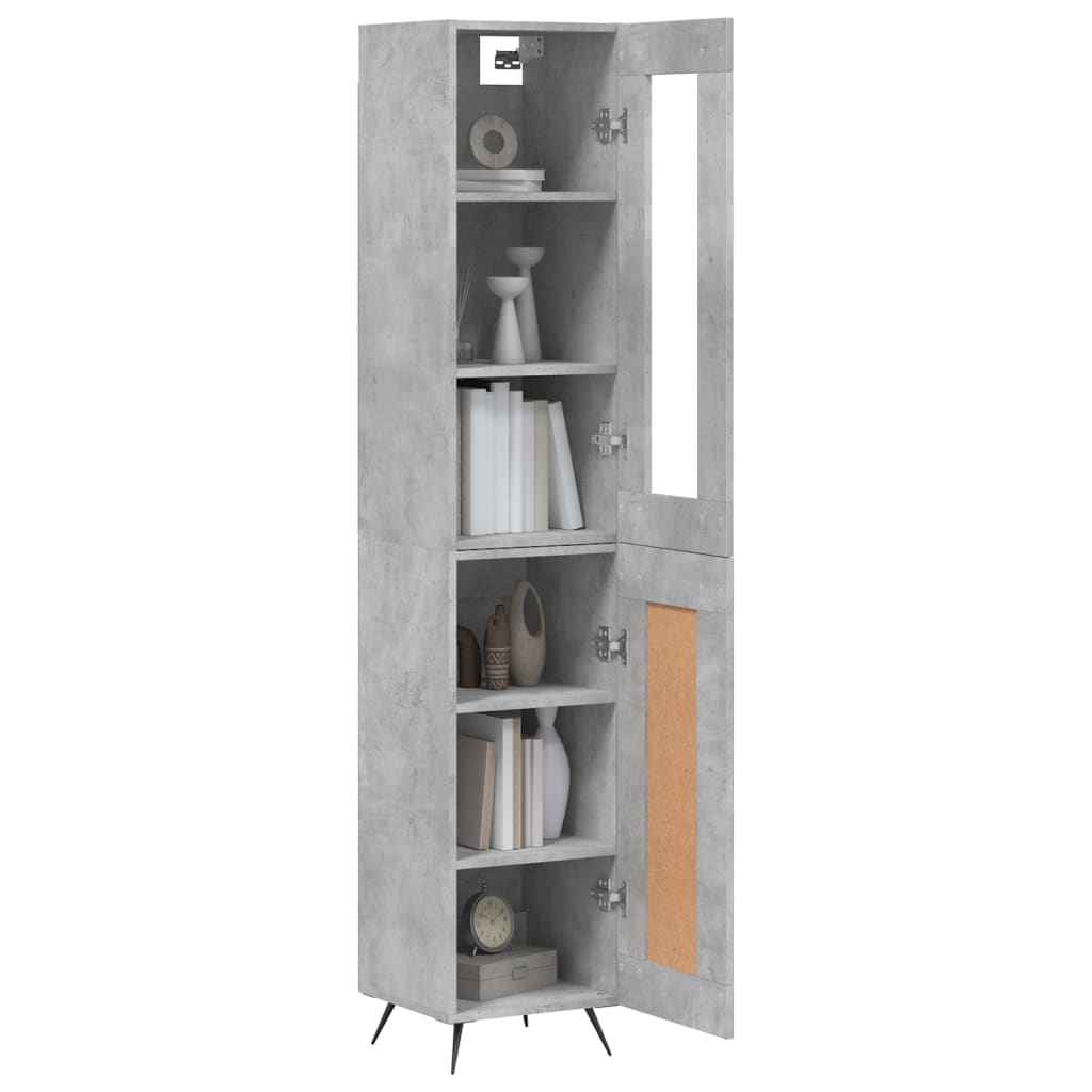 vidaXL Highboard betonggrå 34,5x34x180 cm konstruert tre