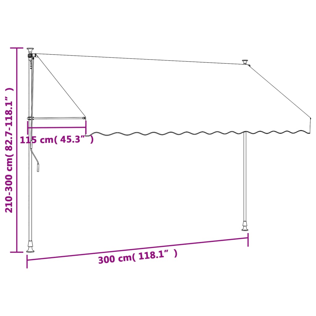 vidaXL Uttrekkbar markise antrasitt 300x150 cm stoff og stål