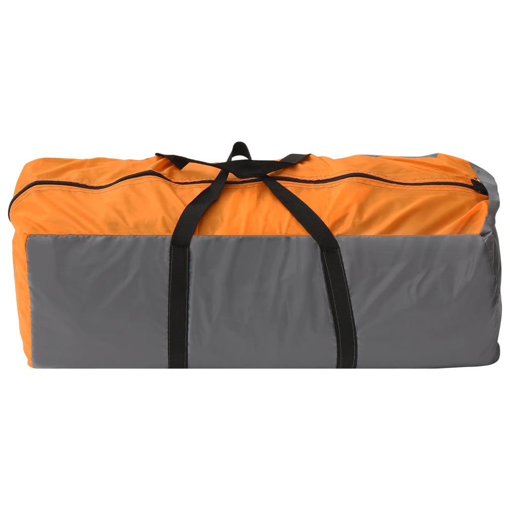 vidaXL Campingtelt igloformet 650x240x190 cm 8 personer grå og oransje