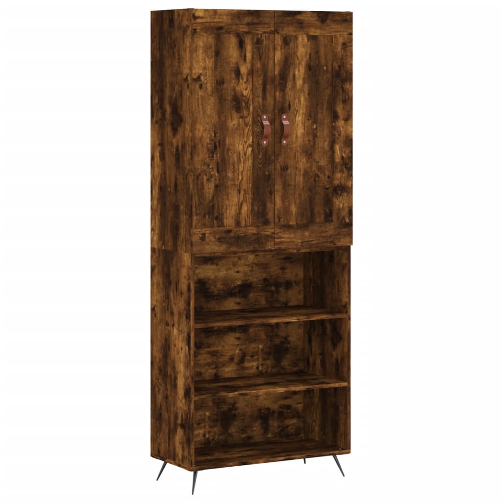 vidaXL Highboard røkt eik 69,5x34x180 cm konstruert tre