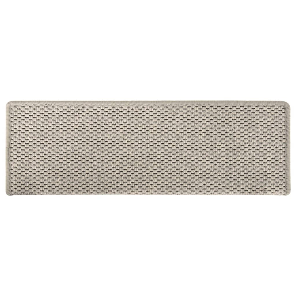 vidaXL Selvklebende trappematter sisal-utseende 15 stk 65x21x4 cm sølv