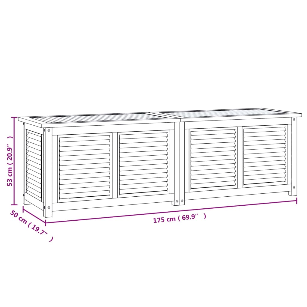 vidaXL Putekasse med pose 175x50x53 cm heltre teak