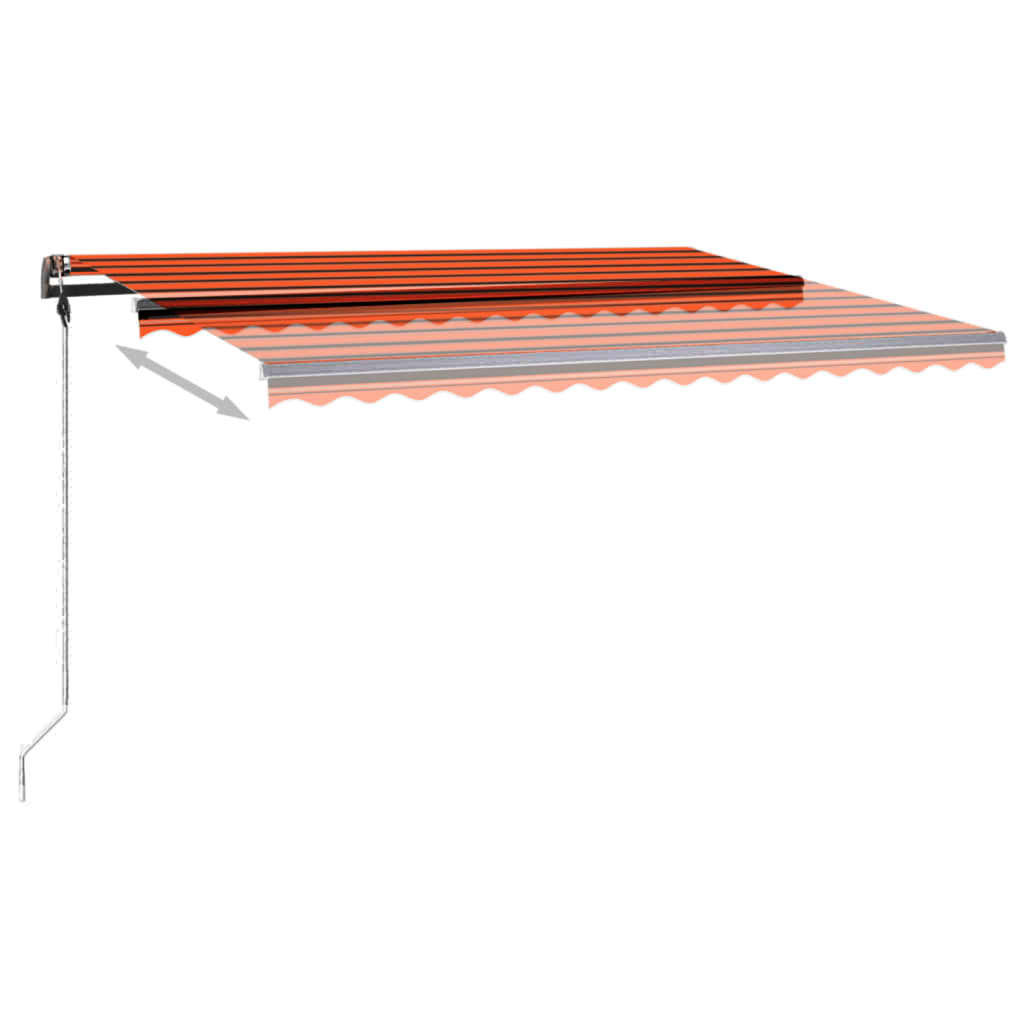 vidaXL Manuell uttrekkbar markise med LED 450x350 cm oransje og brun