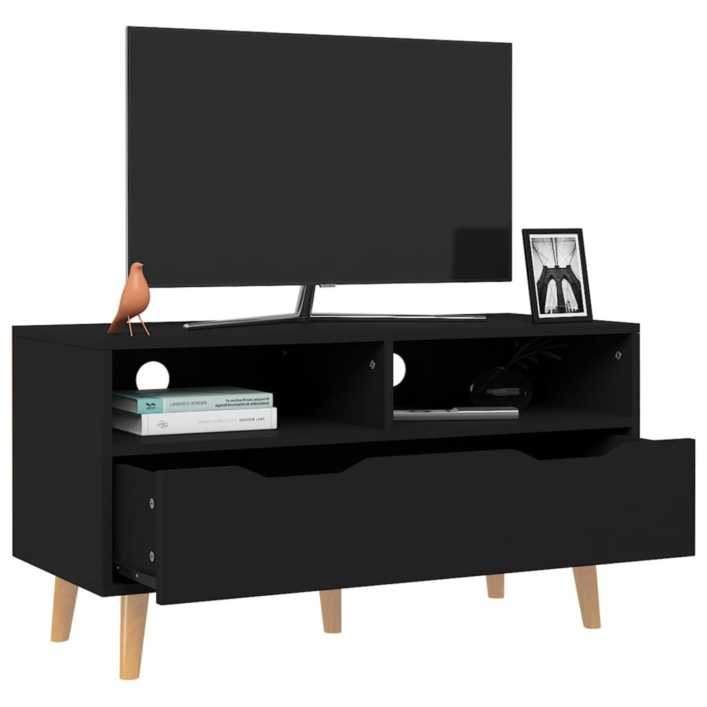vidaXL TV-benk svart 90x40x48,5 cm konstruert tre