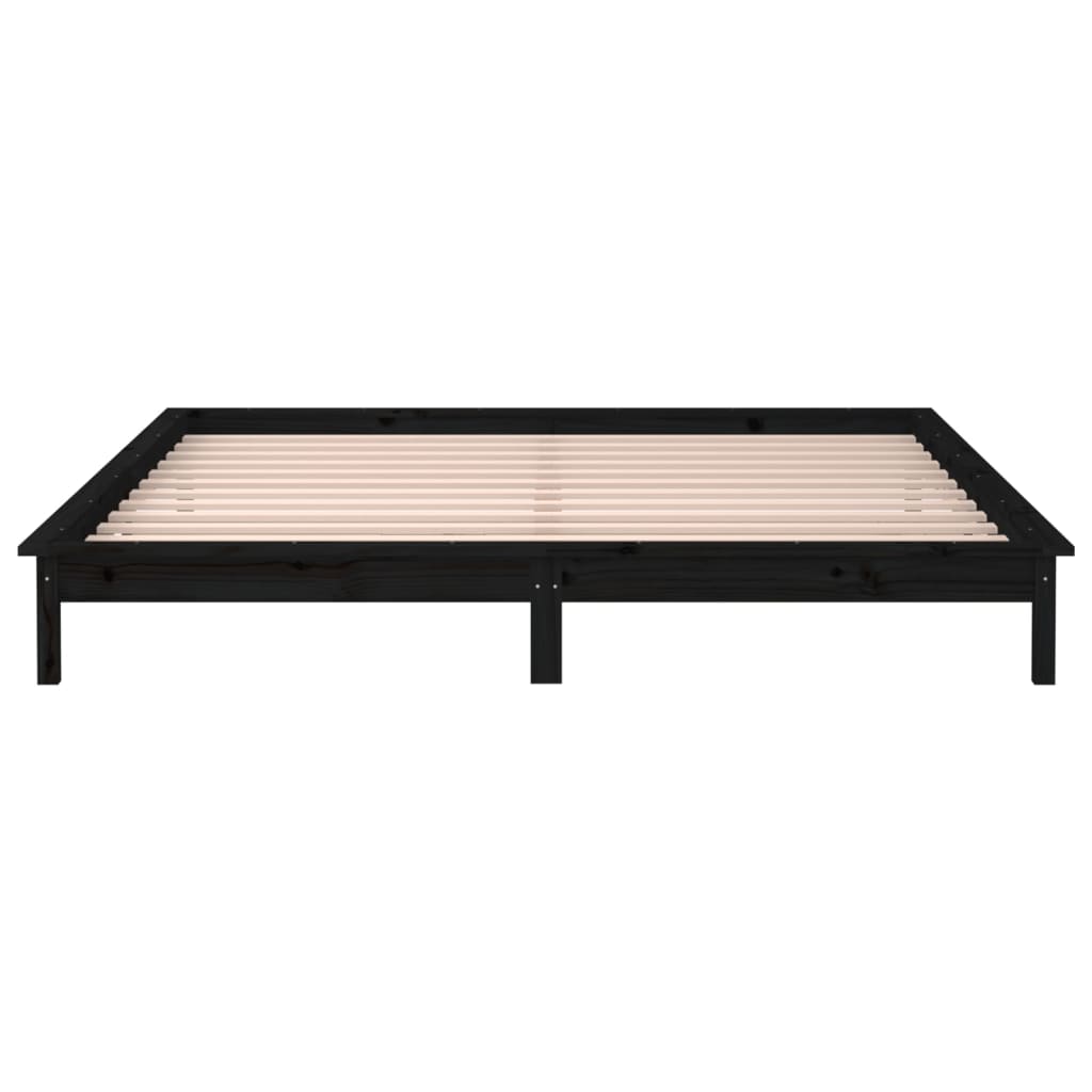 vidaXL Sengeramme med LED svart 120x190 cm Small Double heltre