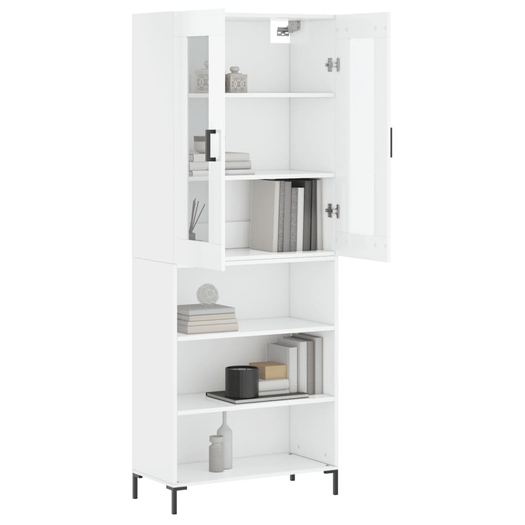 vidaXL Highboard høyglans hvit 69,5x34x180 cm konstruert tre