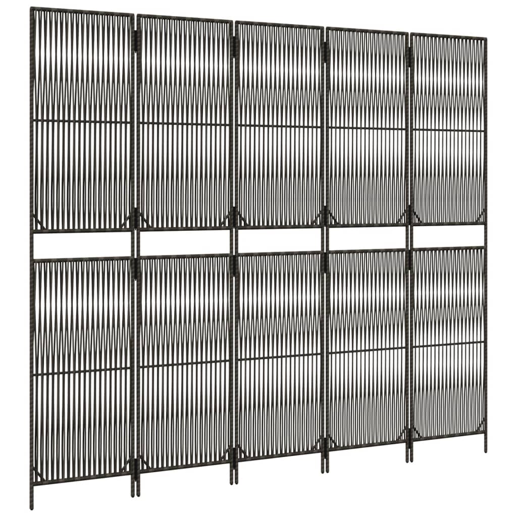 vidaXL Romdeler 5 paneler grå polyrotting
