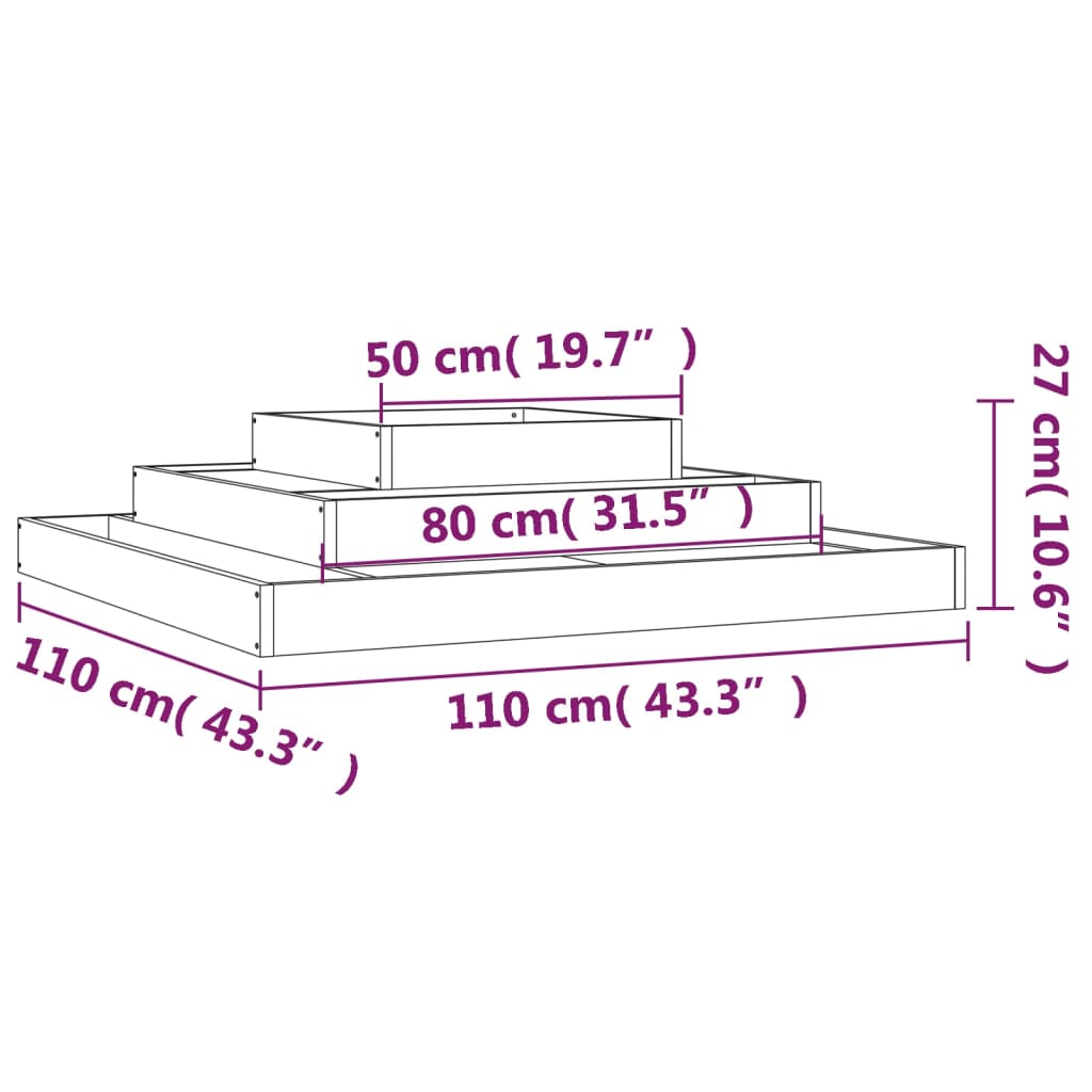 vidaXL Plantekasse 110x110x27 cm heltre furu