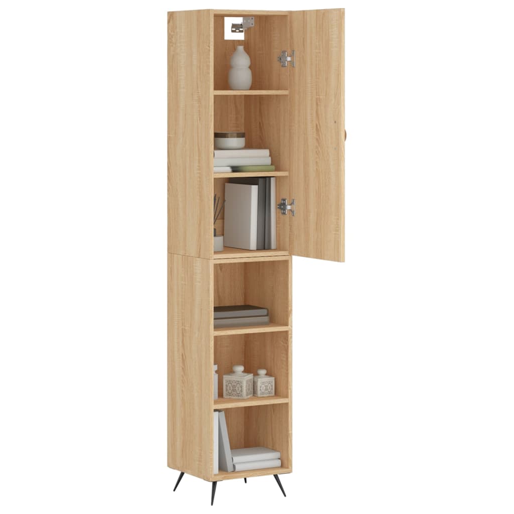 vidaXL Highboard sonoma eik 34,5x34x180 cm konstruert tre