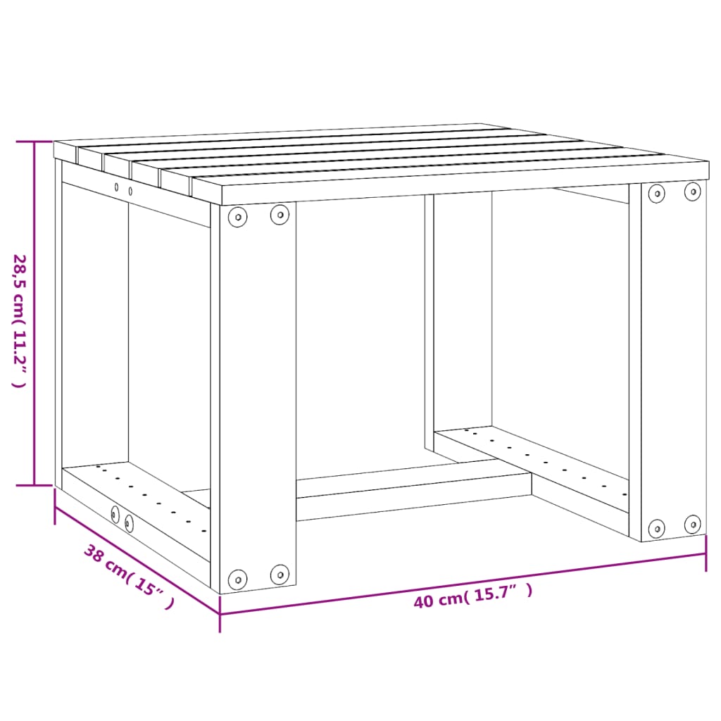 vidaXL Hagebord honningbrun 40x38x28,5 cm heltre furu