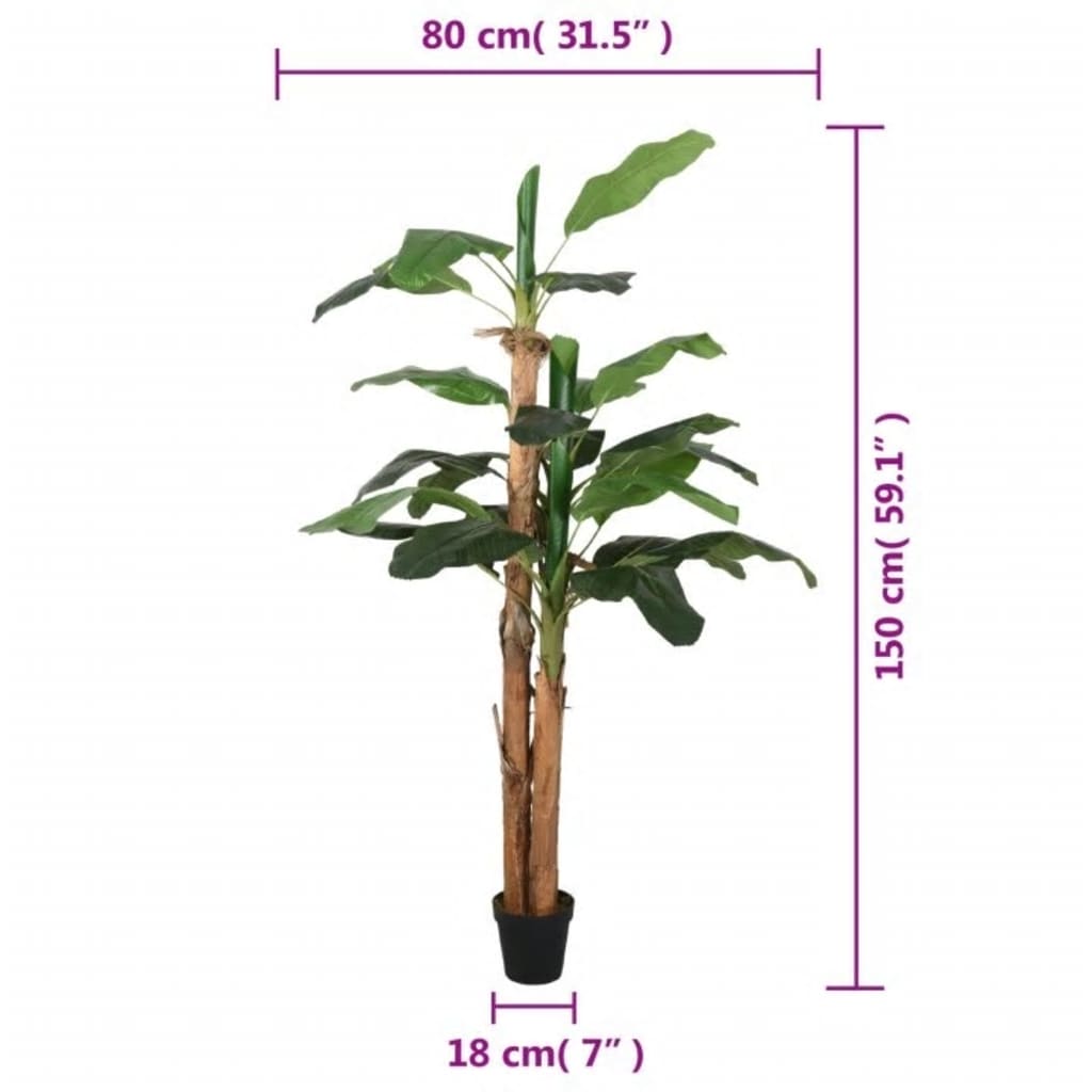 vidaXL Kunstig banantre 18 blader 150 cm grønn