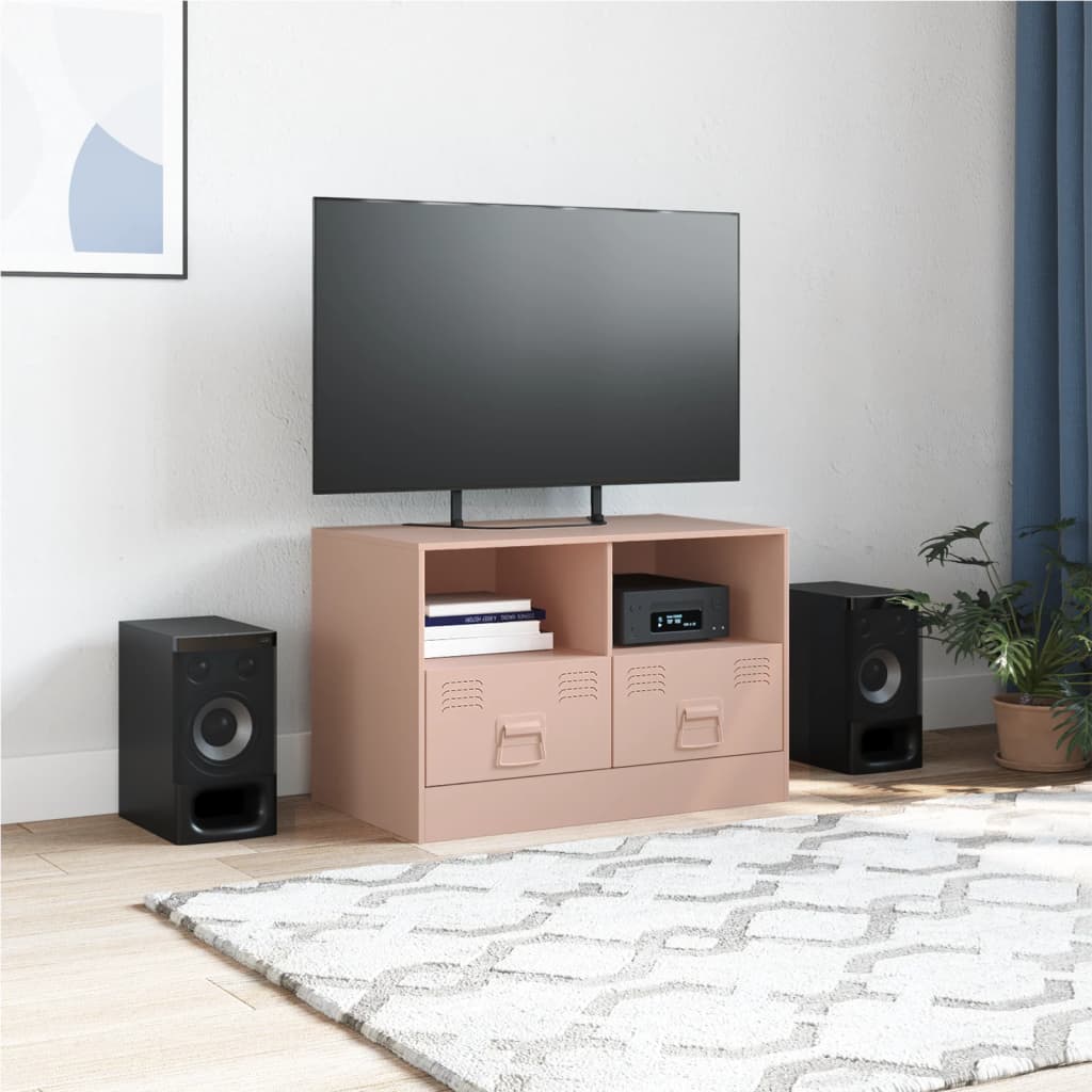 vidaXL TV-benk rosa 67x39x44 cm stål